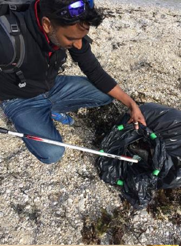 Litter picking beach-style