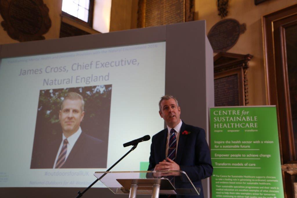 Natural England CEO James Cross speaking at the ‘Transforming Mental Health and Dementia Provision with the Natural Environment’ conference