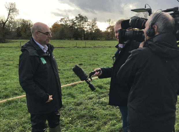 A Natural England expert being interviewed by a TV camera