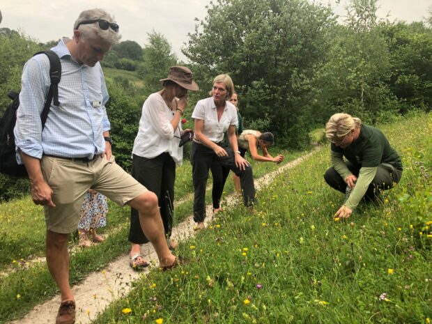 Marian Spain, interim chief executive of Natural England, being shown around the NNR and learning about rare species