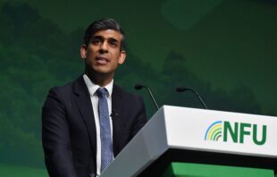 Prime Minister Rishi Sunak speaking at the NFU Conference this year