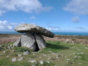 Chun Quoit, one of the Neolithic sites within the SSSI and a striking reminder of the role that man has played in shaping this landscape for centuries. Credit: Emma Pearce