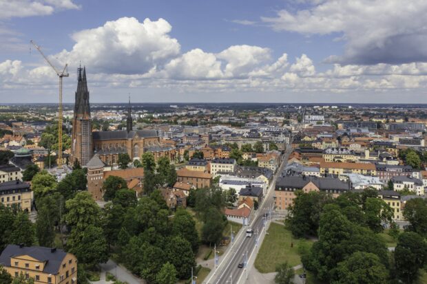 An aerial view of the city of Uppsala in Sweden, where the Natural England biodiversity metric has been used