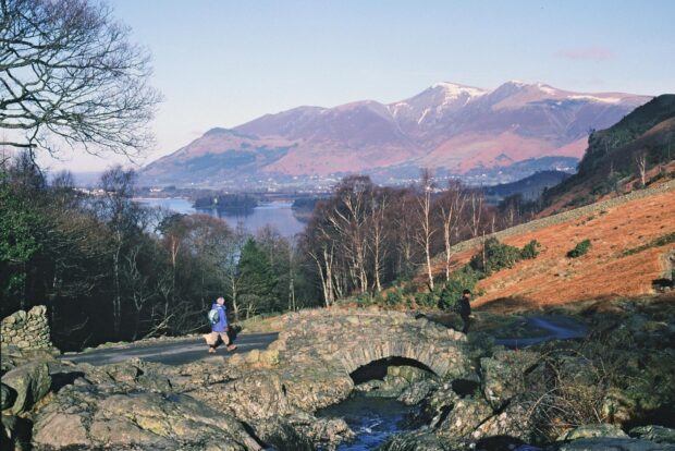 Lake District. Ashness Bridge with Skiddaw behind. Photograph: Paul Glendell