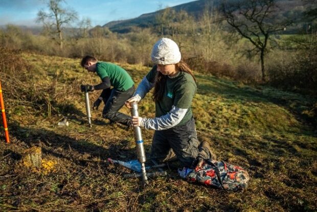 People carrying out soil sampling