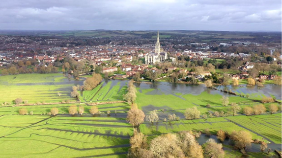 Salisbury cathedral as a backdrop to the Harnham water meadows