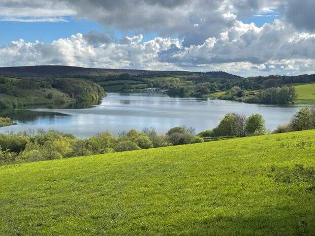 Photo of Wimbleball Lake with landscape scenery around